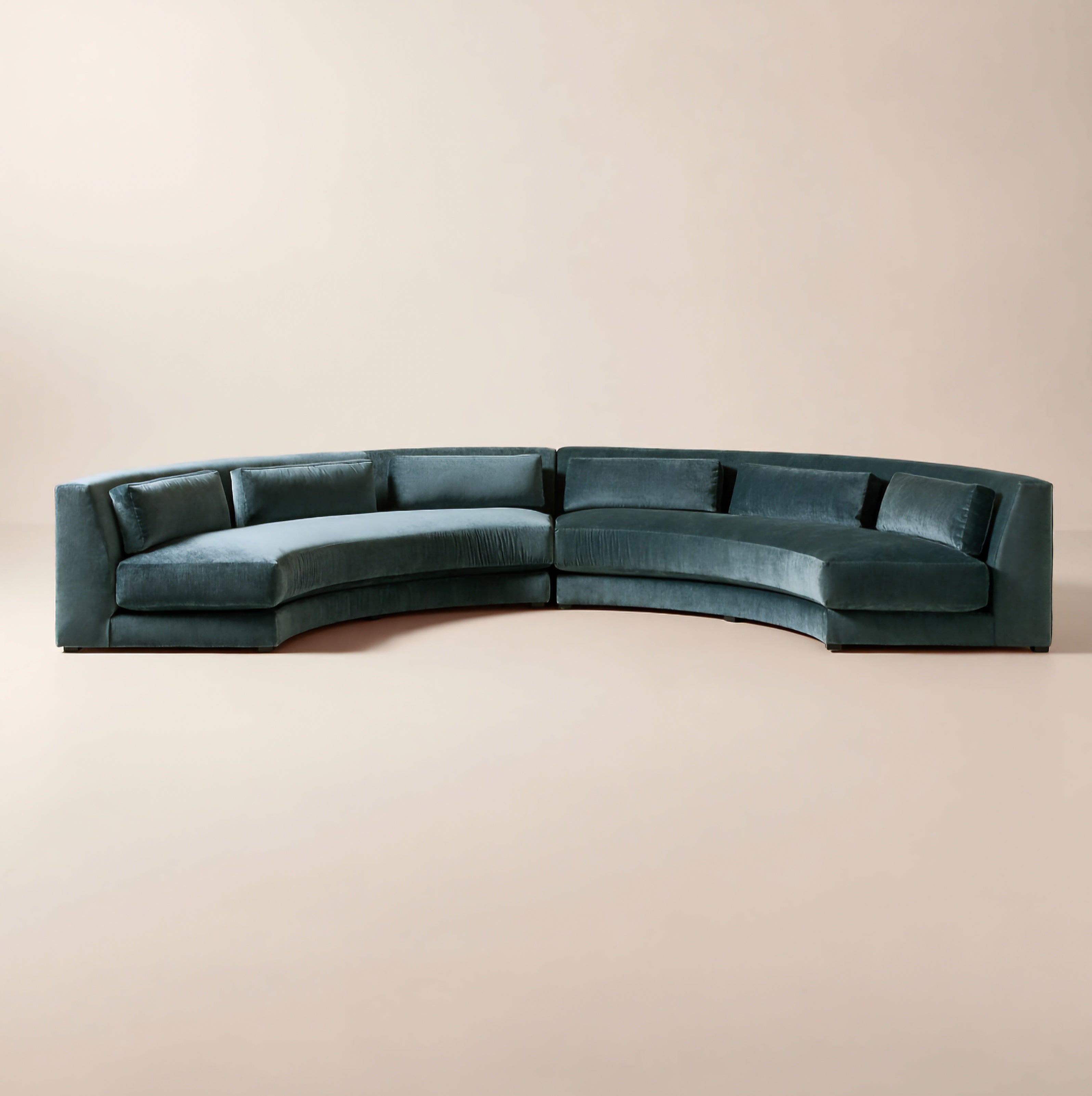 THE ONE × Sonora — Curved Blue Performance Velvet 
2-Piece Sectional.