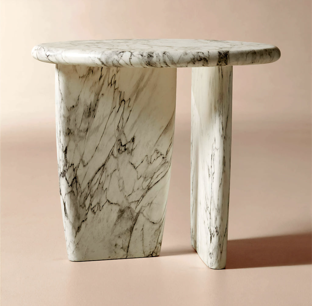 THE ONE × Anoki — Grey Marbled Resin Side Table
