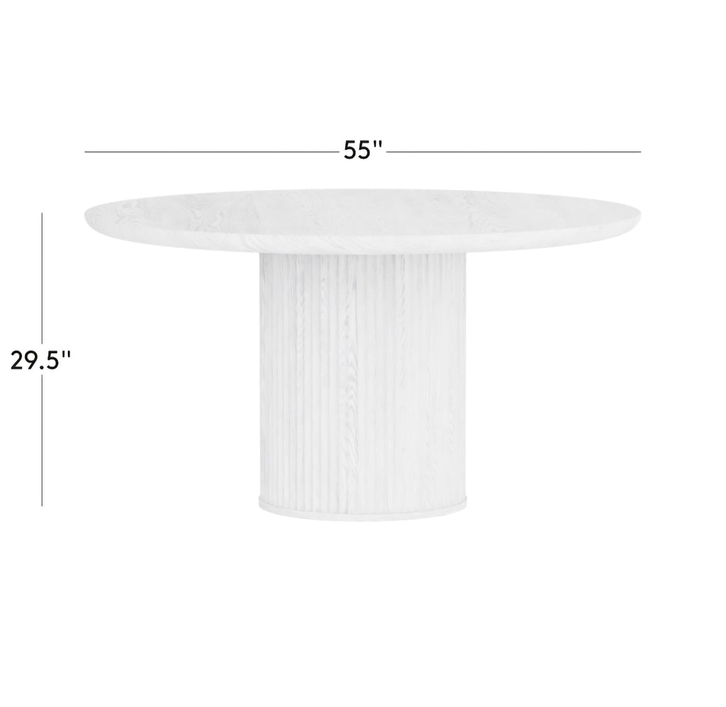 THE ONE × Davison — 55" Round Fluted Dark Oak Dining Table