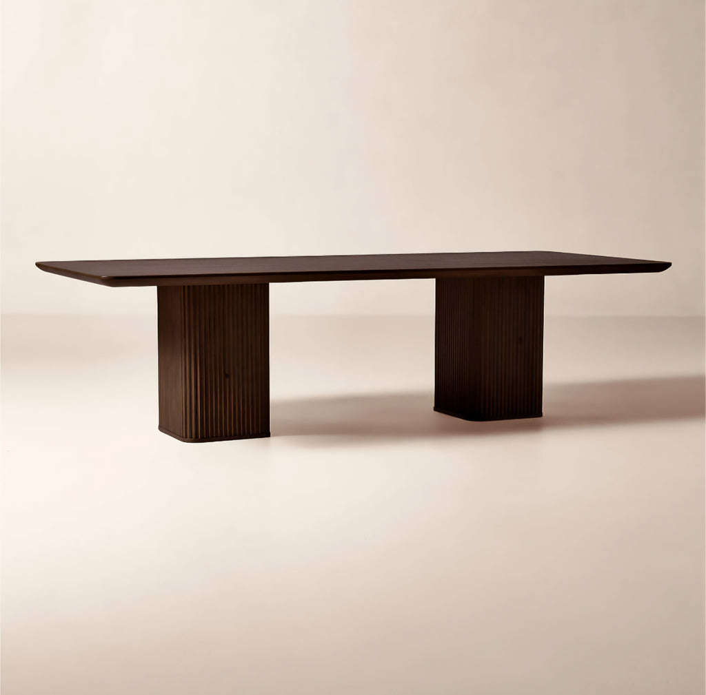 THE ONE × Davison — 55" Round Fluted Dark Oak Dining Table