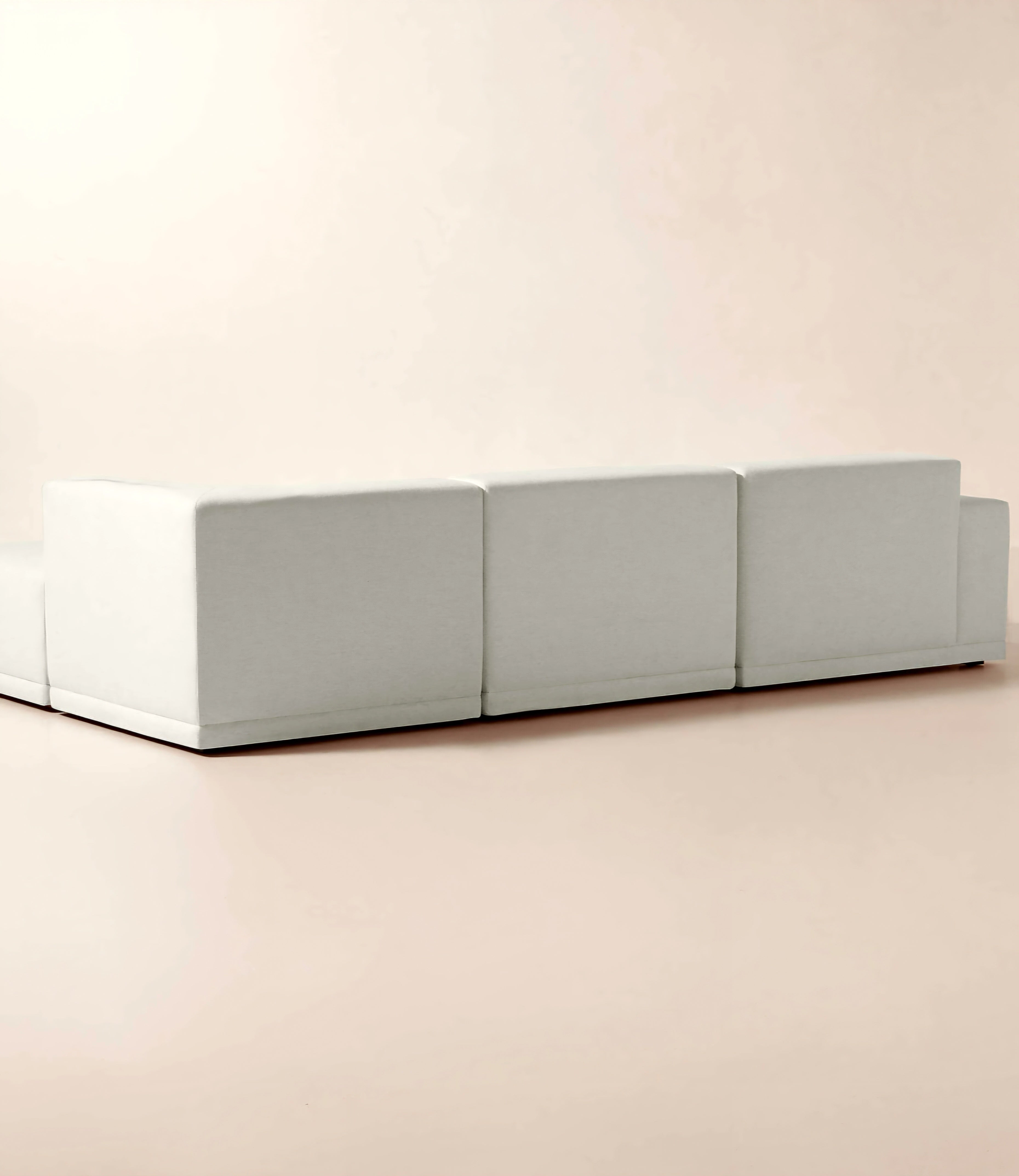 THE ONE × Faible — 4-Piece L-Shaped White Performance Linen Standard Depth Sectional Sofa with Left Arm