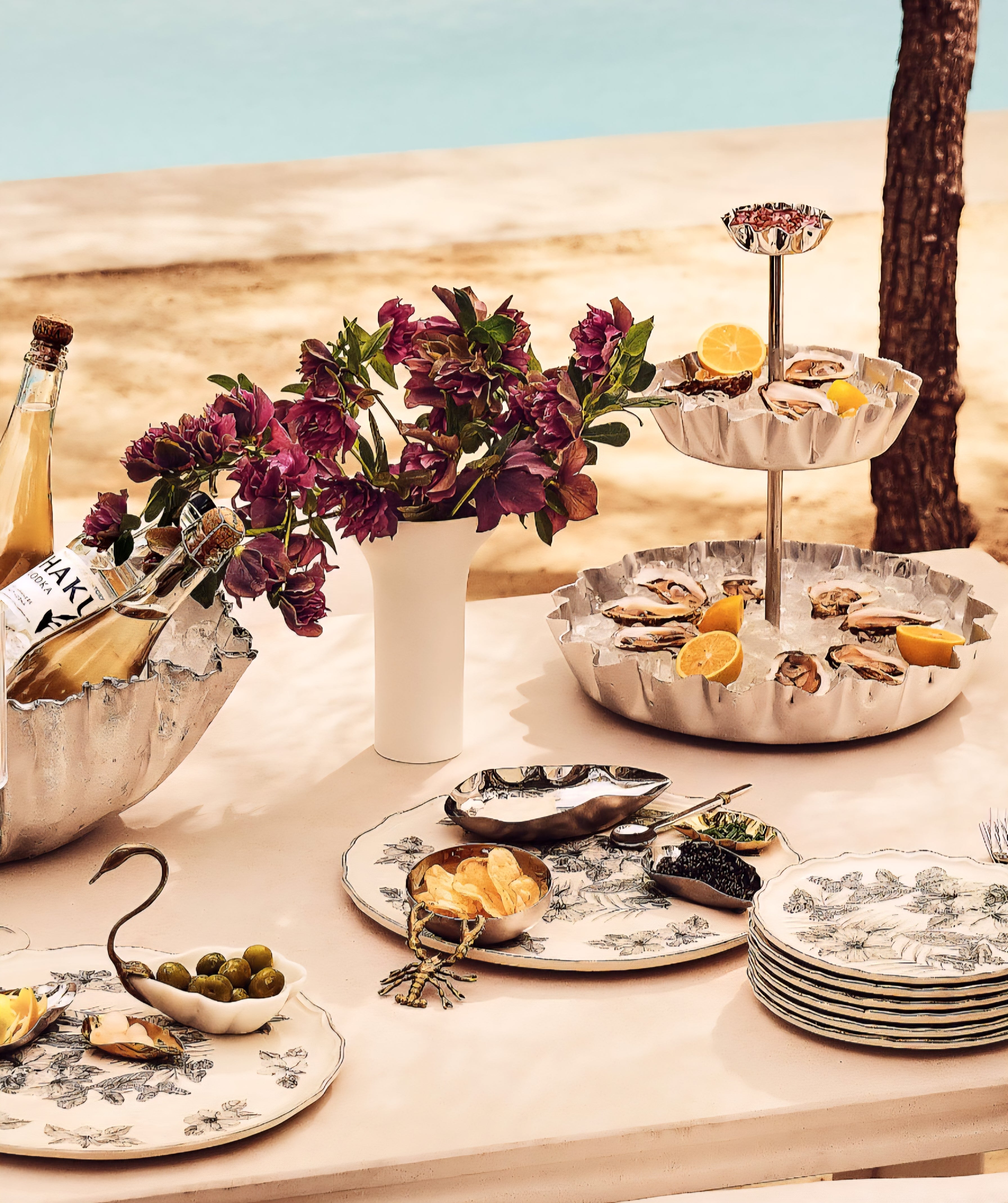 THE ONE × Meyer — Polished Aluminum 3‑Tier Seafood Tower