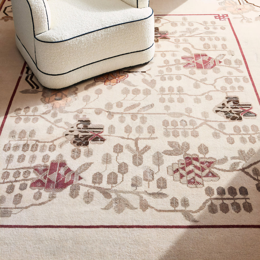 THE ONE × Fiora — Hand-Knotted Distressed Warm White New Zealand Wool Area Rug