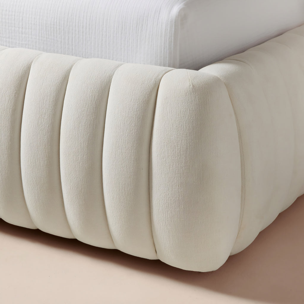 THE ONE × Wolcott — Channeled White Performance Fabric King Bed