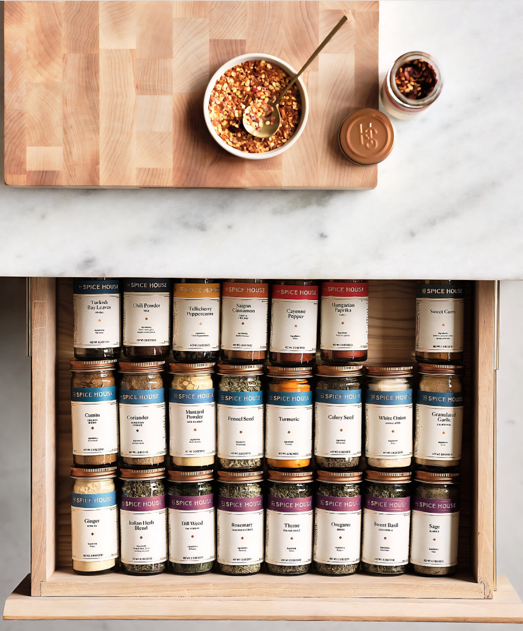 THE ONE × Terra — Marble Top Kitchen Island with Storage (78")
