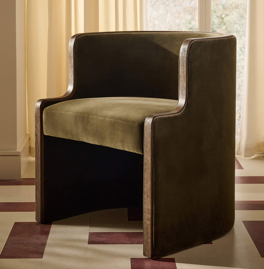 THE ONE × Chester — Olive Green Velvet Dining Chair