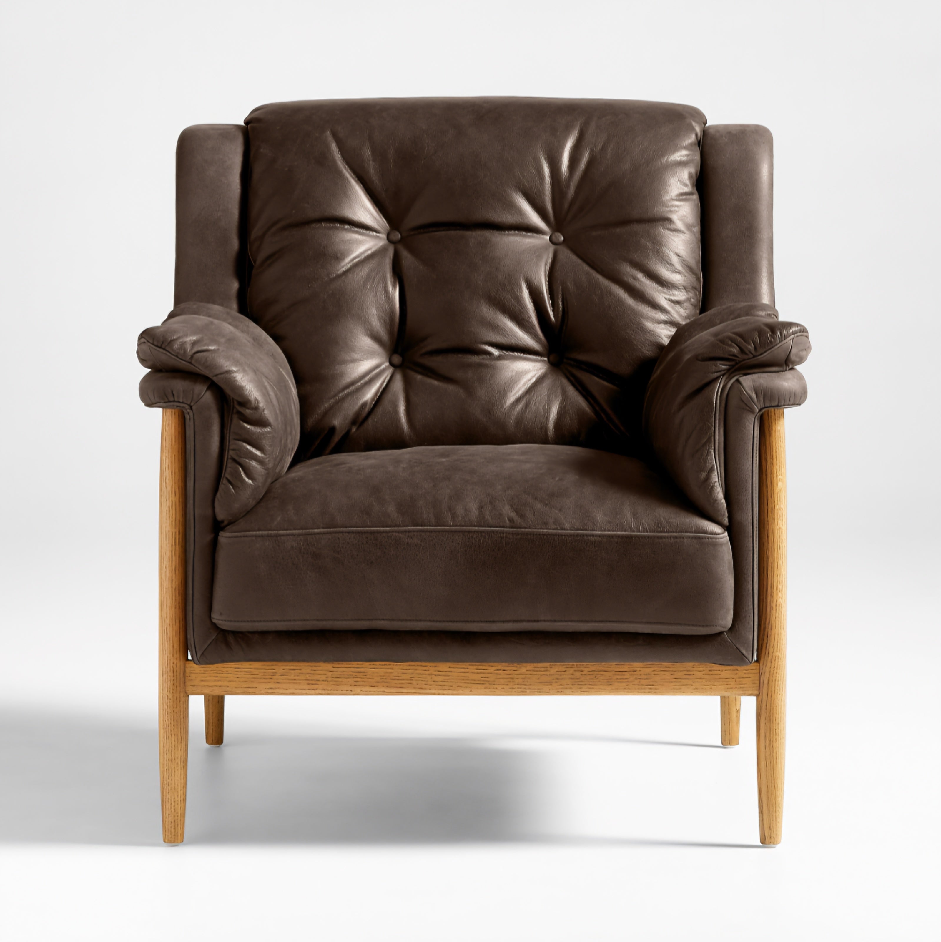 THE ONE × Cigar — Wood and Leather Accent Chair