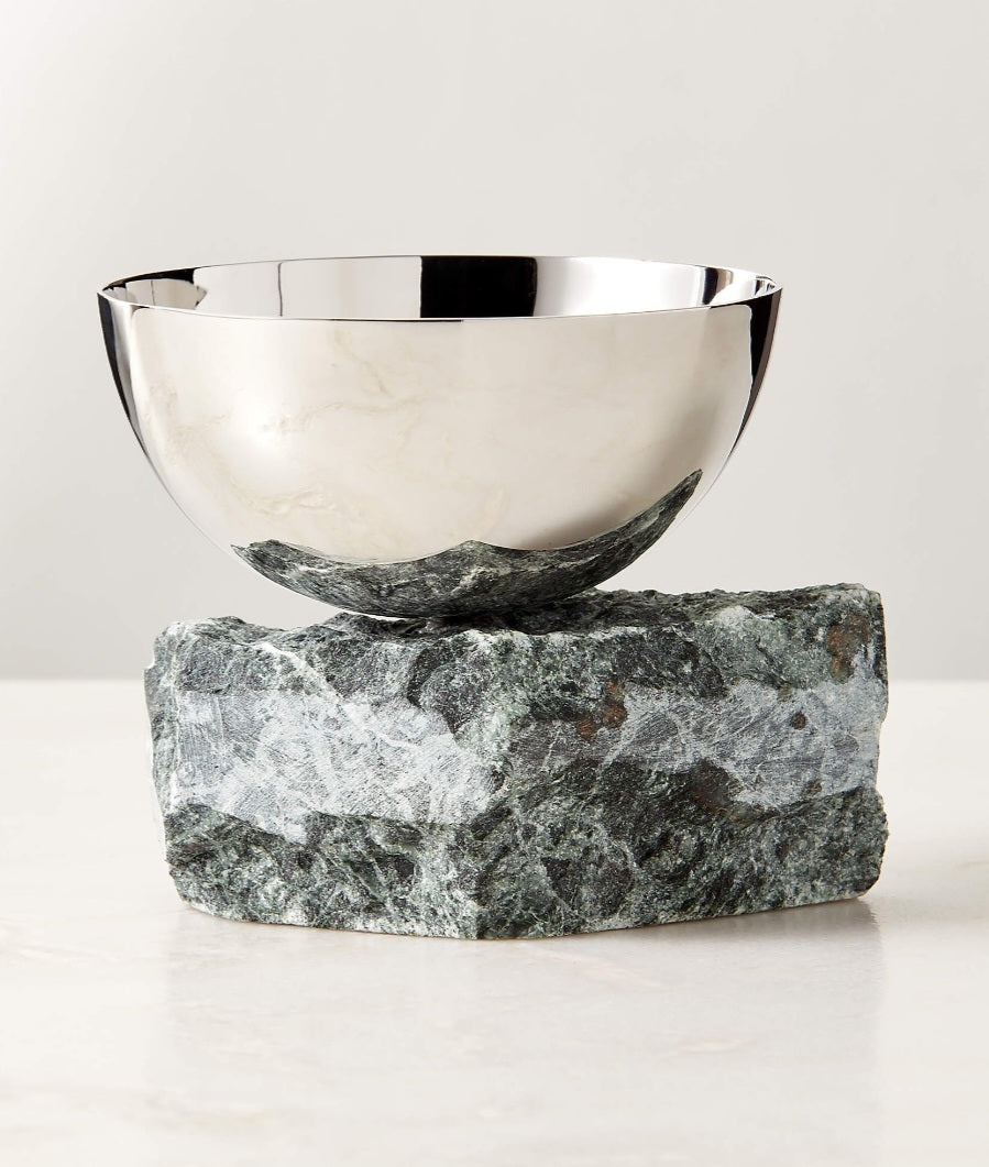 THE ONE × Laftin — Stainless Steel and Green Marble Snack Bowl