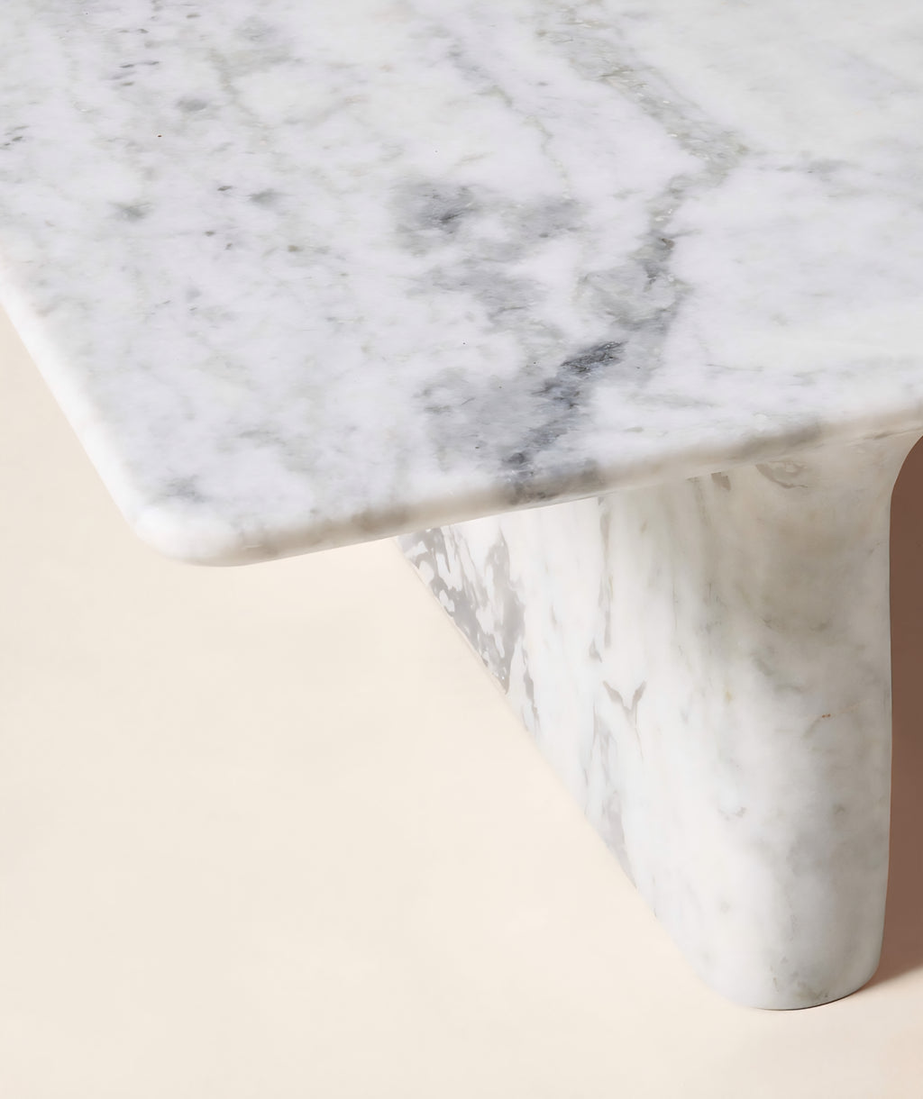 THE ONE × Almera — White Marble Coffee Table (66")