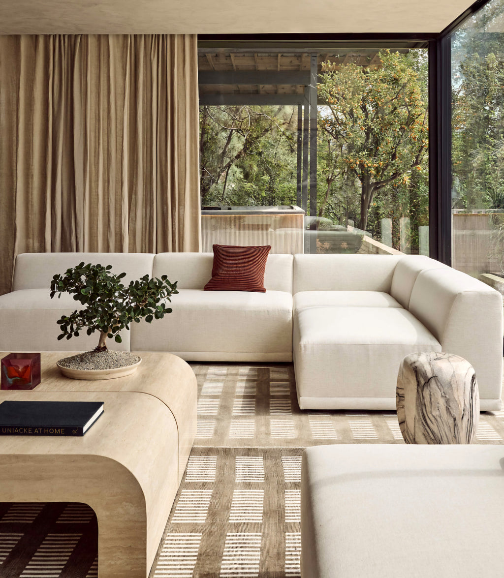 THE ONE × Faible — 4-Piece L-Shaped White Performance Linen Standard Depth Sectional Sofa with Left Arm
