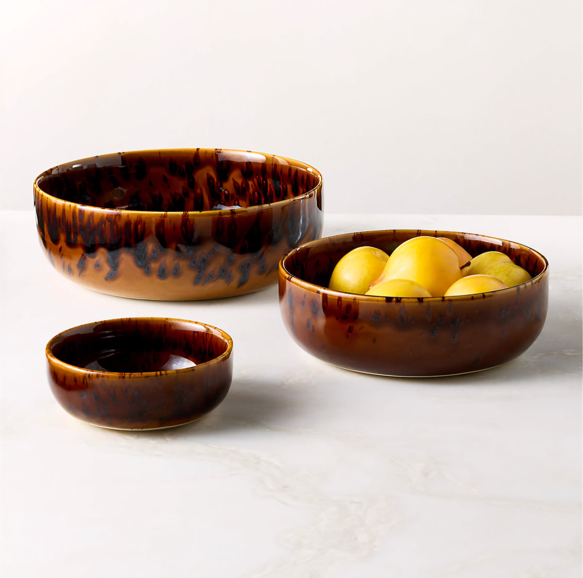 THE ONE × Tara — 3‑Piece Tortoise Serving Bowls