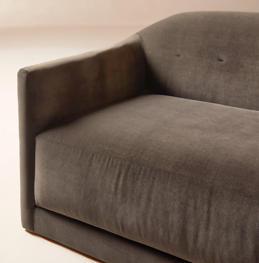 THE ONE × Lincoln — Curved Brown Performance Velvet Sofa