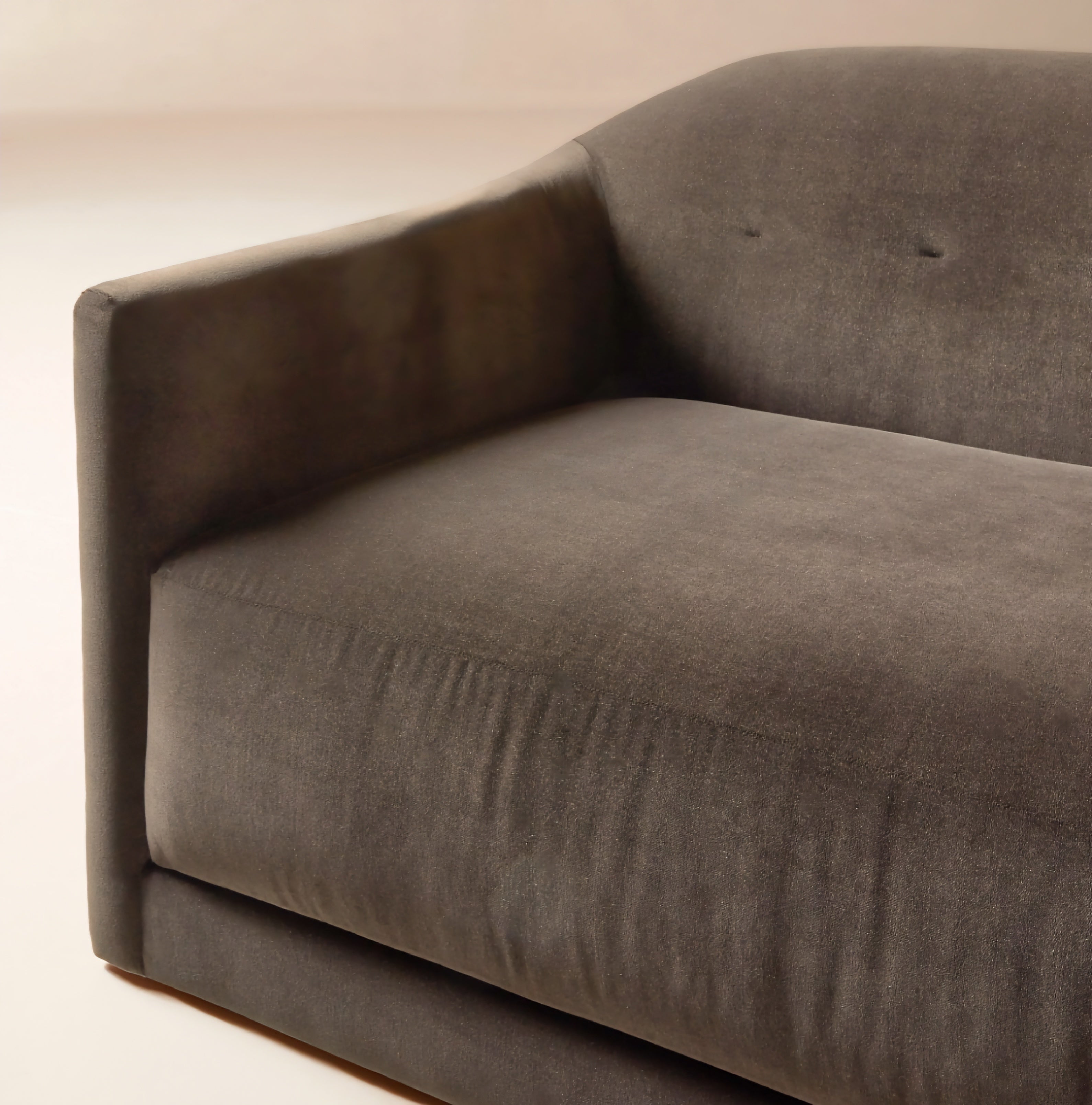 THE ONE × Lincoln — Curved Brown Performance Velvet Sofa