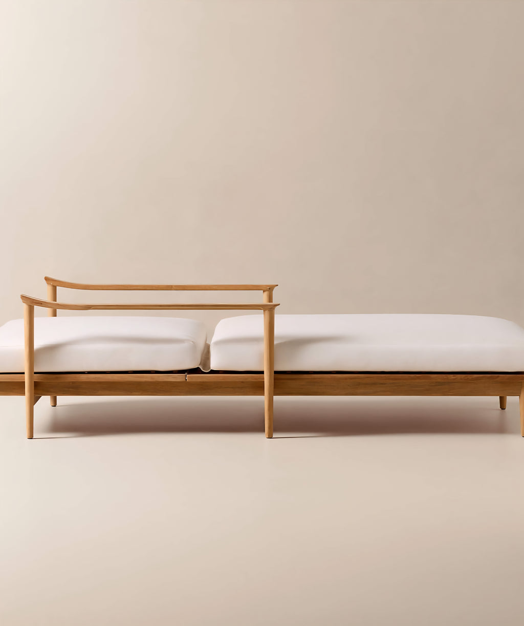 THE ONE × Tide — Teak Outdoor Sun Lounger with Ivory Sunbrella® Cushions