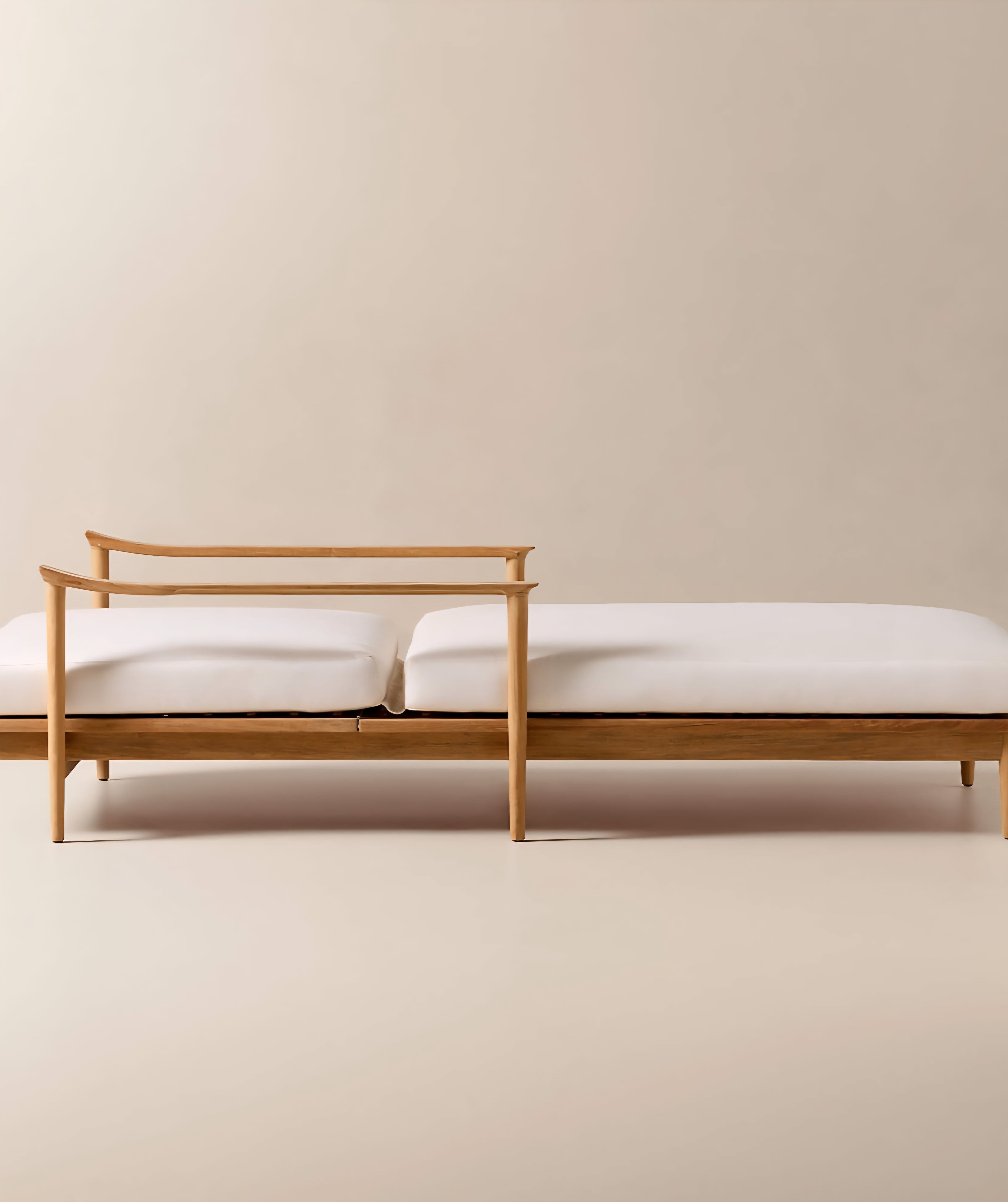 THE ONE × Tide — Teak Outdoor Sun Lounger with Ivory Sunbrella® Cushions