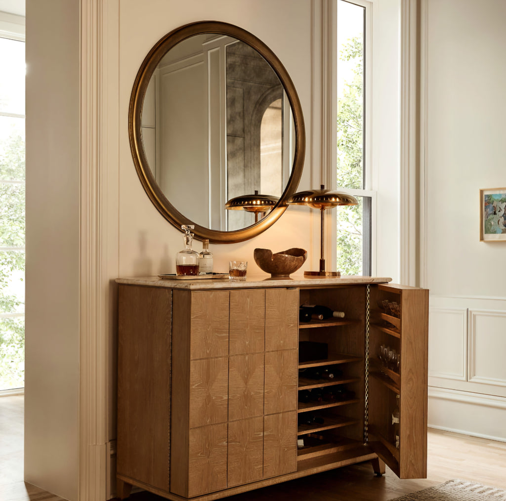 THE ONE × Tribeca — Marble and White Oak Bar Cabinet