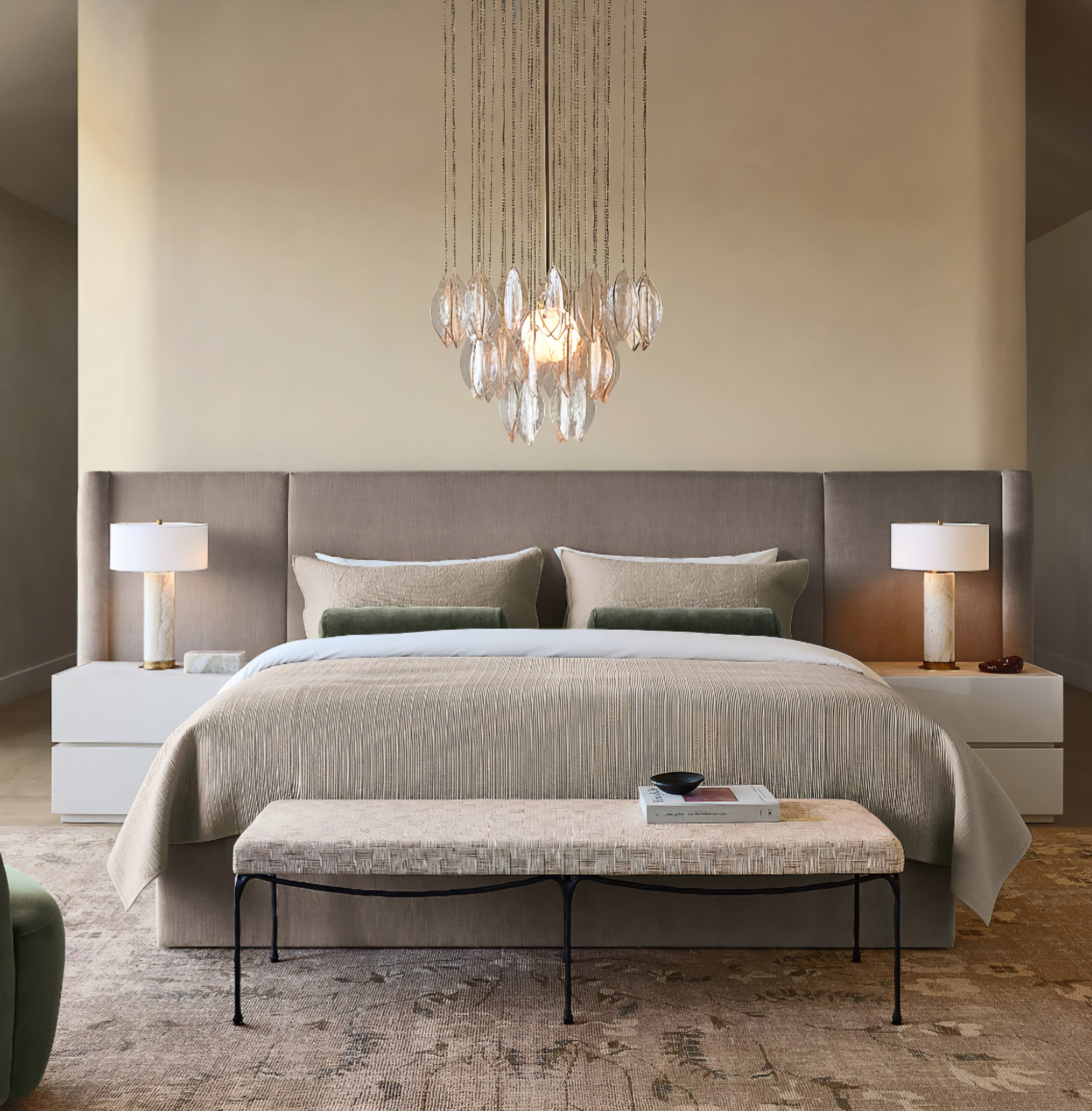 THE ONE × Abbott — Arctic Blue Velvet Upholstered Extended King Platform Bed