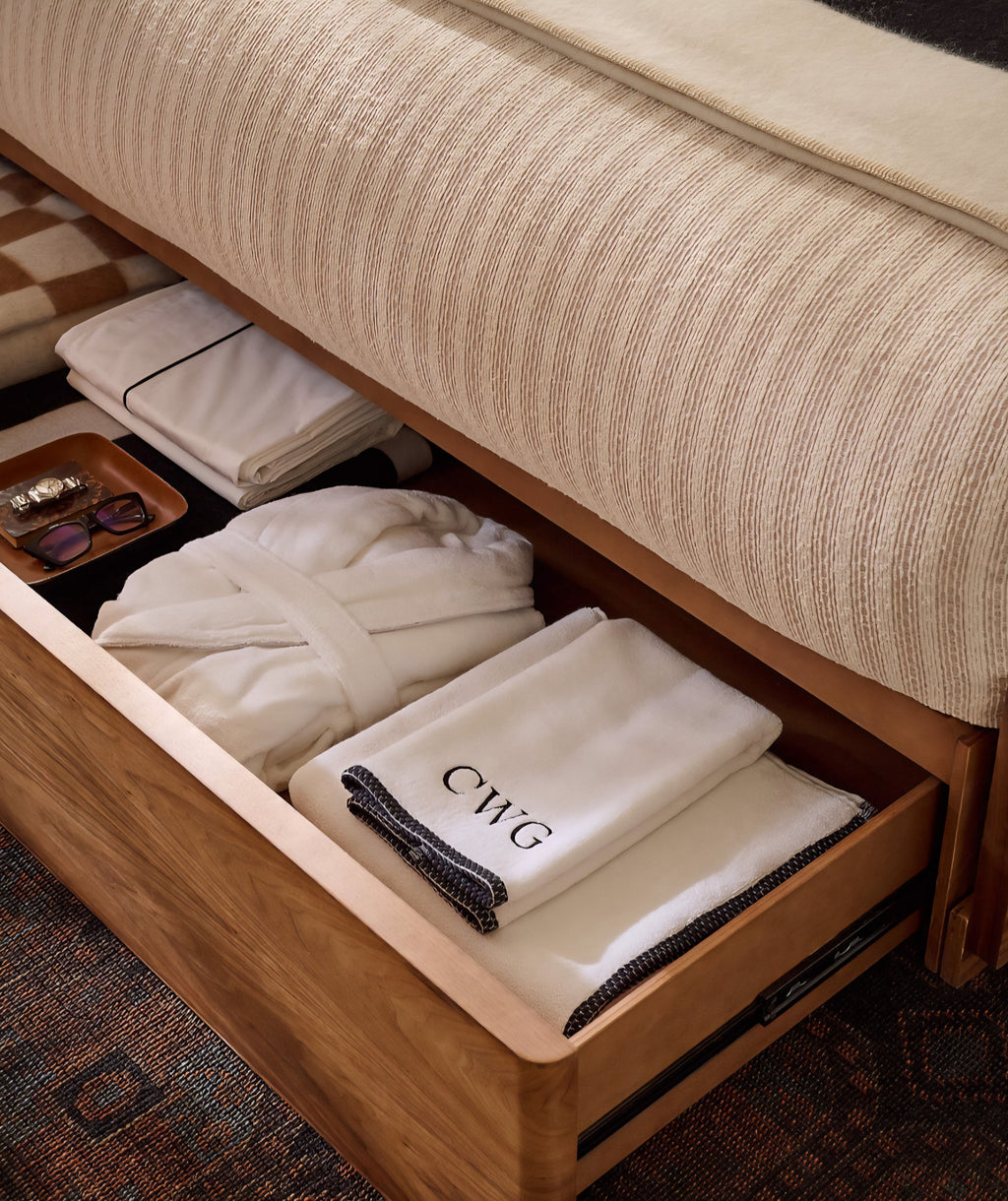 THE ONE × Montero — Walnut Wood King Storage Bed