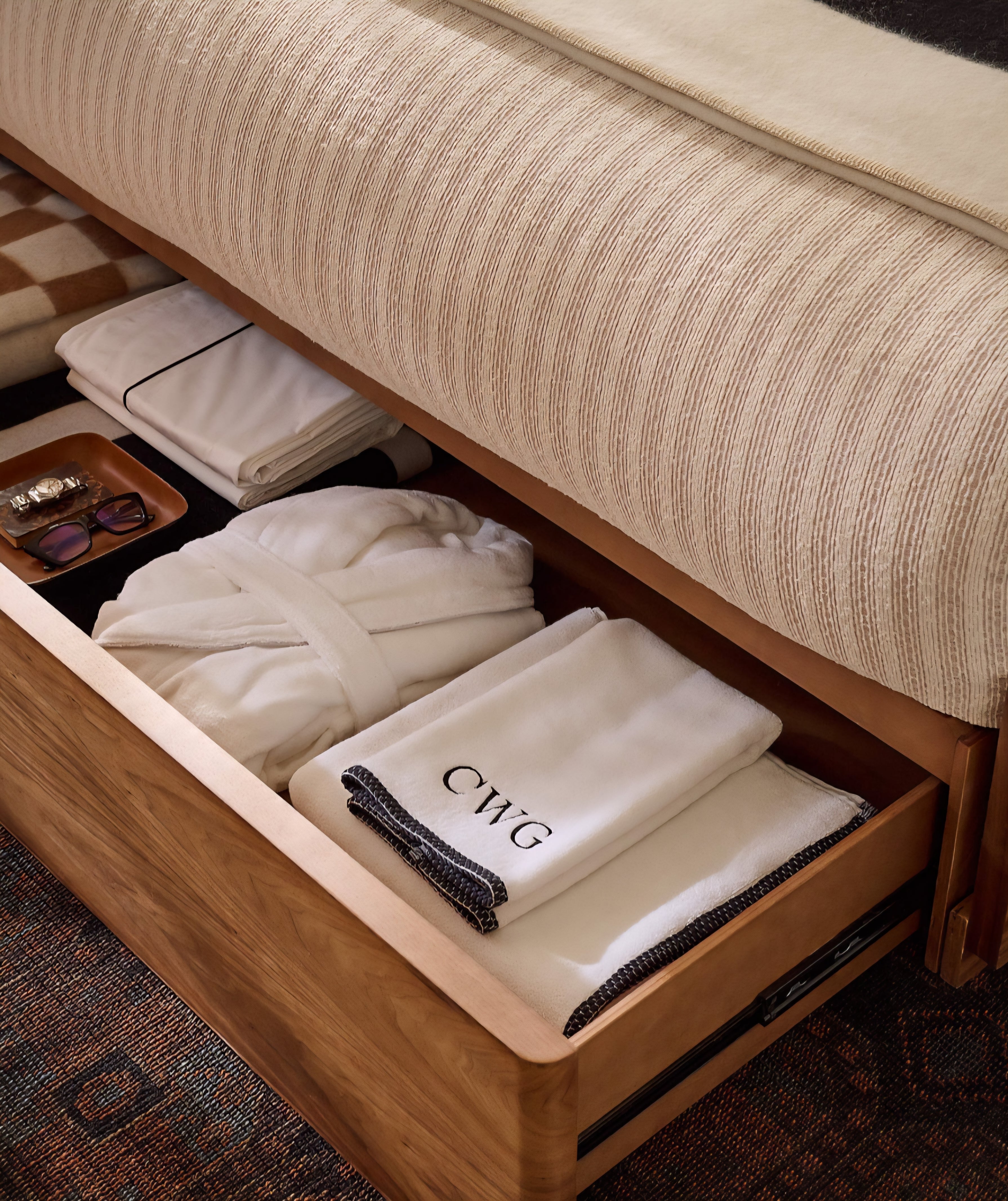 THE ONE × Montero — Walnut Wood King Storage Bed