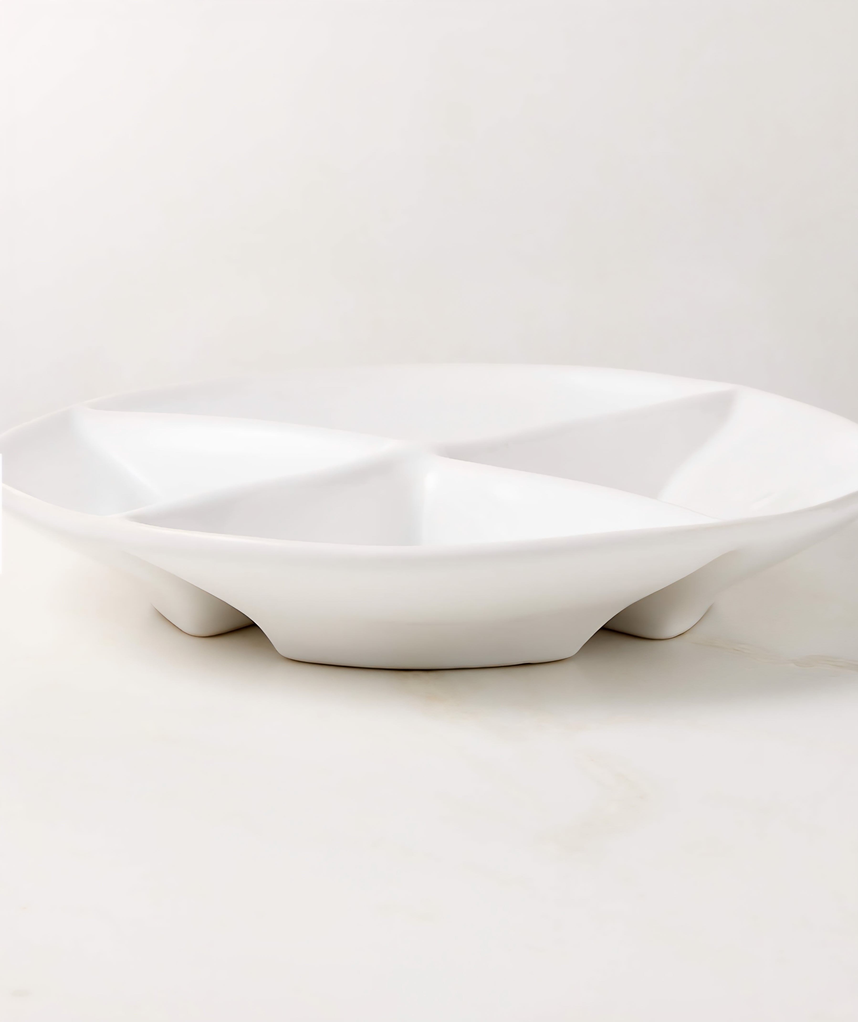 THE ONE × Porto — White Ceramic 4-Section Divided Serving Bowl