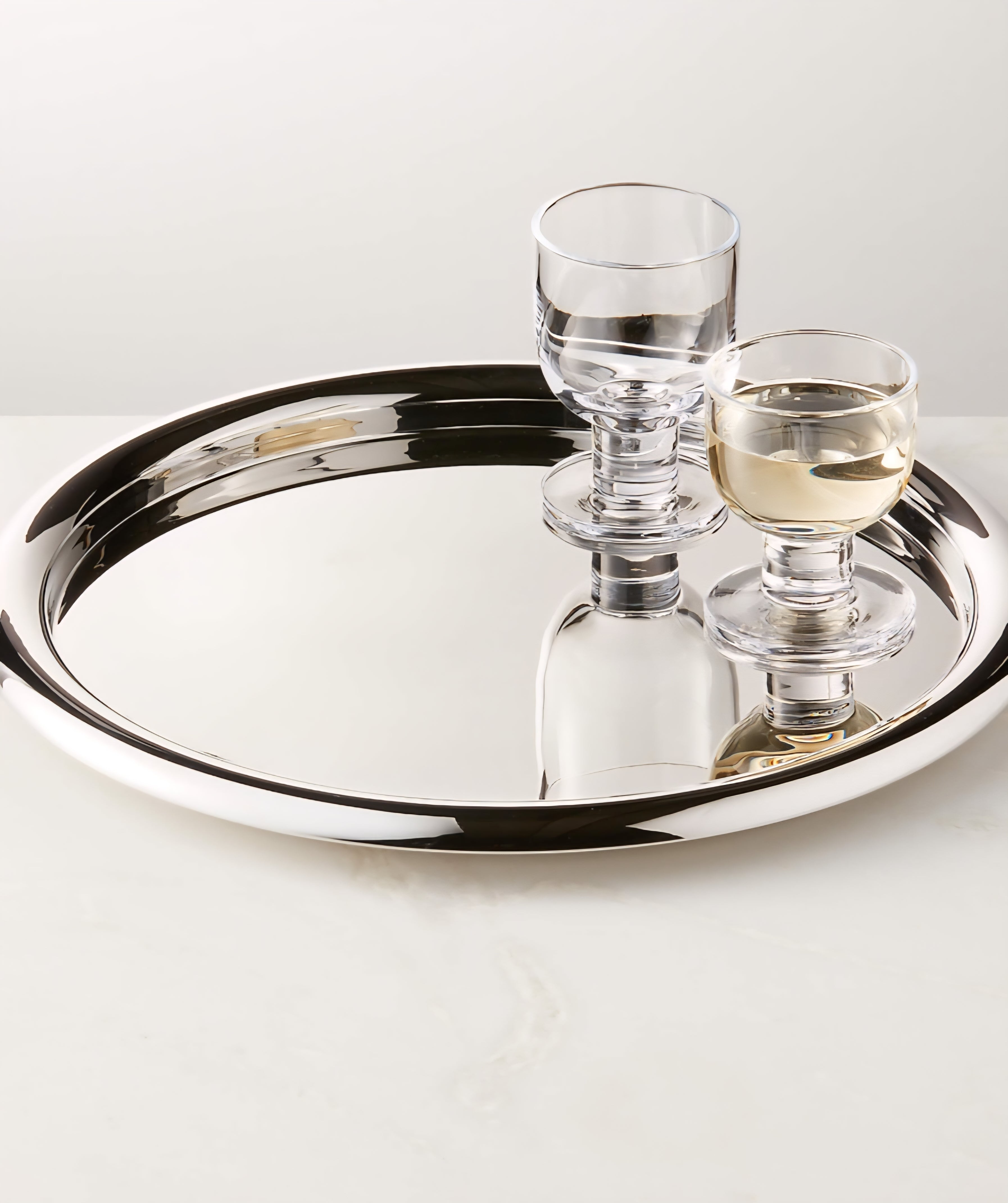 THE ONE × Piero — Round Polished Stainless Steel Serving Tray